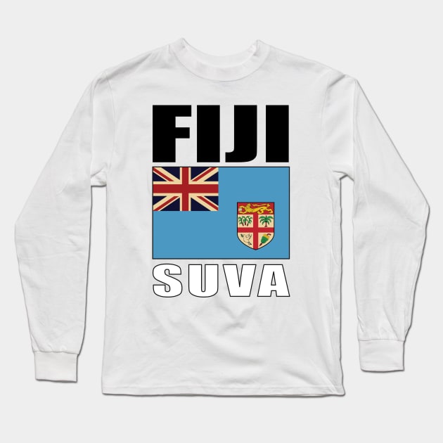 Flag of Fiji Long Sleeve T-Shirt by KewaleeTee